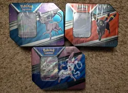 Pokemon TCG V Heroes Tin Set Sylveon Umbreon & Espeon Eeveelutions Sealed New - Image 1