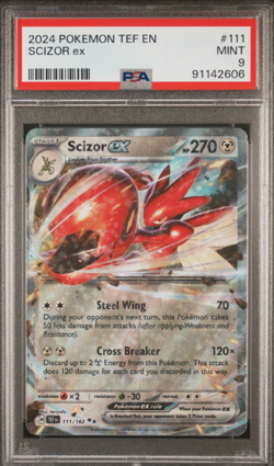 2024 POKEMON TEF EN-TEMPORAL FORCES #111 SCIZOR ex PSA 9 Mint - Image 1