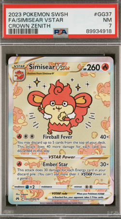 2023 POKEMON SWSH CROWN ZENITH #GG37 FA/SIMISEAR VSTAR CROWN ZENITH PSA 7 NM - Image 1