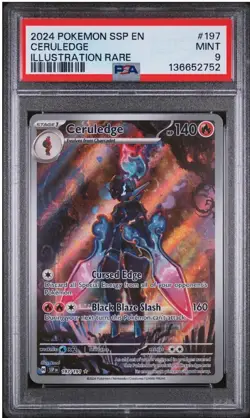 PSA 9 Mint 2024 Pokemon SSP En Ceruledge Illustration Rare #197 - Image 1