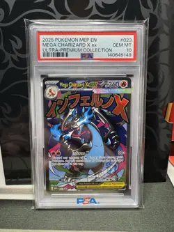 2025 Pokemon Phantasmal Flames Mega Charizard X EX Ultra Prem Black Star PSA 10 - Image 1