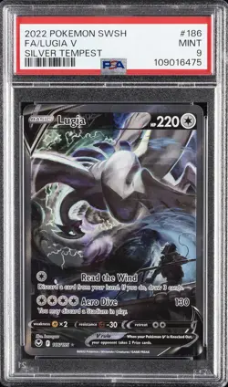 2022 POKEMON SWORD & SHIELD SILVER TEMPEST #186 FULL ART/LUGIA V PSA 9 - Image 1