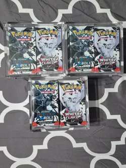 108 Pokemon White Flare Black Bolt Booster Packs Sealed WITH ACRYLIC CASE - Image 1