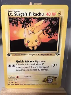 Pokemon Lt. Surge's Pikachu 1st Edition LP 84/132 Gym Heroes WOTC Vintage - Image 2