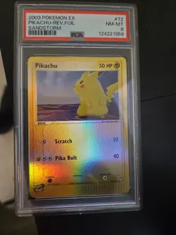 PSA 8 Pikachu - 72/100 - 2003 Pokemon EX Sandstorm Reverse Holo NM-MT - Image 1