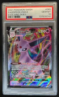 2021 Pokemon Sword & Shield Evolving Skies Espeon VMAX #065/203 PSA 10 - Image 1
