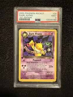 Pokemon Dark Hypno Team Rocket 1st Edition NON Holo Rare #26 PSA 9 Mint - Image 1