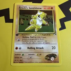 Pokemon 1st Edition Card TCG Gym Heroes LP-NM Brock's Sandshrew 71/132 - Image 1