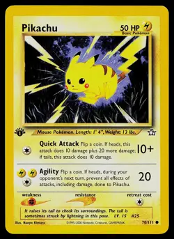 Pokemon Card - Pikachu Neo Genesis 70/111 Common 1st Edition - Image 1