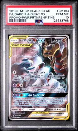 2019 POKEMON SM BLACK STAR PROMO #SM193 FULL ART/GARCHOMP & GIRATINA GX PSA 10 - Image 1