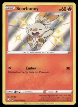 Pokemon Cards Scorbunny SV015/SV122 Shining Fates Shiny Vault Rare Shiny NM - Image 1