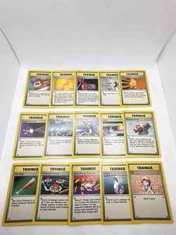 Vintage Base Set Pokemon Trainer Card Lot of (15) Cards from Pokemon Base Set - Image 1