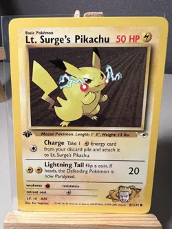 Lt. Surge's Pikachu 81/132 Pokemon TCG 1st Edition Gym Heroes NM Vintage 2000 - Image 3