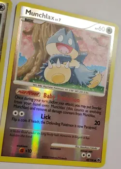 Munchlax Lot Of 2 Reverse Holo Pokemon Cards 33/130 and 68/100 2007 2008 - Image 3