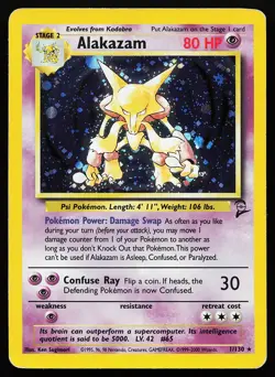 Alakazam 1/130 Holo Rare Base Set 2 Pokemon Card - Image 1