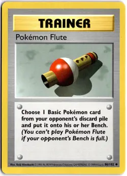 Pokemon Flute Unlimited Uncommon Base Set Shadowless 086/102 MP - Image 1