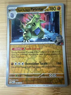 Team Rockets Tyranitar Reverse Holo 096/182 Destined Rivals NM Pokemon Fast Ship - Image 1