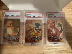 1999 Topps Pokemon TV Foil Charmander Charmeleon Charizard Sequential PSA 9 Set - Image 1