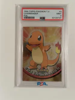 1999 Topps Pokemon TV Foil Charmander Charmeleon Charizard Sequential PSA 9 Set - Image 4