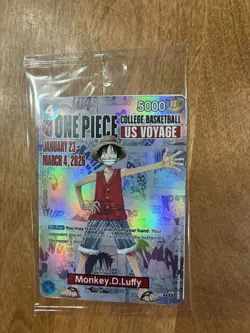 One Piece Monkey D. Luffy US Voyage College Basketball Promo Holo Card - Image 1