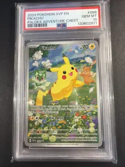 2024 POKEMON SVP EN-SV PROMO #088 PIKACHU PALDEA ADVENTURE CHEST PSA 10 - Image 1