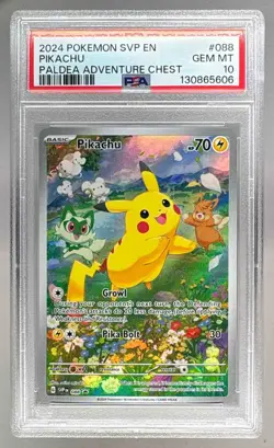 130865606 Pikachu 2024 Pokemon SV Paldea Adventure Chest Promo #088 PSA 10 - Image 1