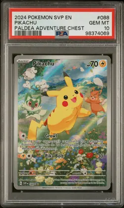 PIKACHU 2024 POKEMON SVP PALDEA ADVENTURE CHEST PROMO #88 PSA 10 GEM MINT - Image 1