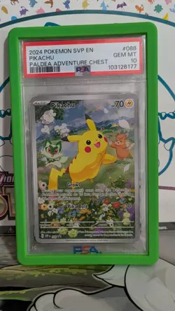 2024 Pokemon Black Star Promo Pikachu #088 Paldea Adventure Chest PSA 10 - Image 1