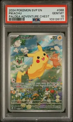 2024 Pokemon Black Star Promo Pikachu #088 Paldea Adventure Chest PSA 10 - Image 3