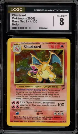 Pokemon Charizard Base Set 2 Holo Rare #4 CGC 8 - Image 1