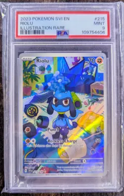 Pokemon TCG Riolu Scarlet & Violet Base Set Holo Illustration Card PSA 9 215/198 - Image 1