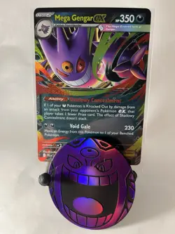 Mega Gengar EX 056/094: Phantasmal Flames Holo - Free Gengar Coin Pokemon Card - Image 1
