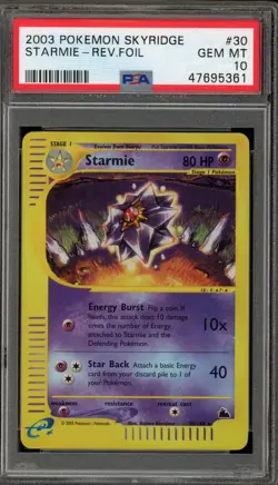 Pokemon Starmie Skyridge Reverse Holo Rare #30 PSA 10 Gem Mint - Image 1