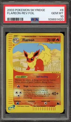 Pokemon Flareon Skyridge Reverse Holo Rare #8 PSA 10 Gem Mint - Image 1