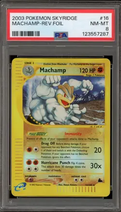 Pokemon Machamp Skyridge Reverse Holo Rare #16 PSA 8 - Image 1