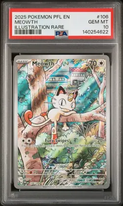 2025 POKEMON PFL EN-PHANTASMAL FLAMES ILLUSTRATION RARE #106 MEOWTH PSA 10 - Image 1