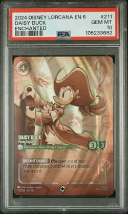 2024 Disney Lorcana ENCHANTED Daisy Duck Pirate Captain #211 PSA 10 #3682 - Image 1