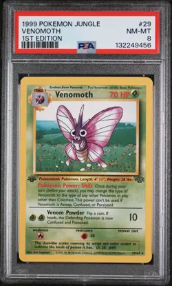Venomoth 29/64 Jungle 1st Edition Regular WOTC Vintage Pokemon PSA 8 - Image 1