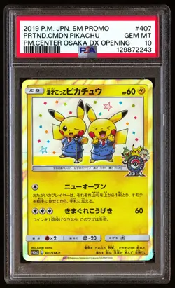 PSA 10 Pretend Comedian Pikachu Holo 407/sm-p Pokemon Center Osaka Dx Opening - Image 1