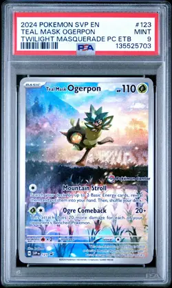 Teal Mask Ogerpon 123 Twilight Masquerade Center ETB Promo Pokemon PSA 9 *703 - Image 1