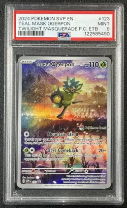TEAL MASK OGERPON PSA 9 2024 POKEMON SVP EN TWM #123 P.C. ETB 5490 - Image 1