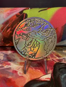 Mega Charizard UPC Game Mat, Charizard Metal Coin, Card Sleeves , And Deck Box! - Image 2