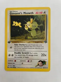 Pokemon TCG Giovanni's Meowth Gym Challenge 1st Edition Uncommon Card 43/132 NM - Image 1