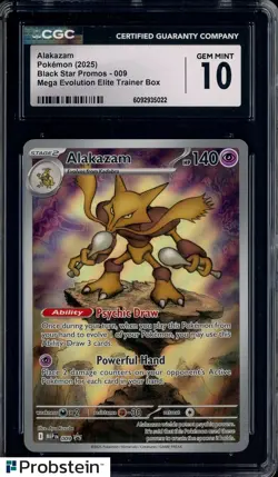 2025 Pokemon Black Star Promos #009 Alakazam Mega Evolution ETB CGC 10 GEM - Image 1