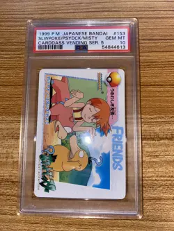 Japanese Pokemon Bandai 153 PSA 10 - Slowpoke Psyduck Misty Carddass Vending - Image 1