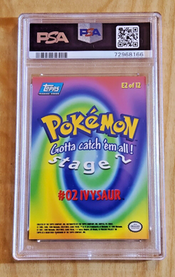 1999 Pokemon Topps Movie Edition IVYSAUR #E2 Rainbow Foil Blue Logo PSA 7 - Image 2