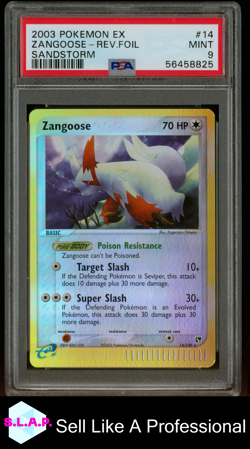 ZANGOOSE-REV.FOIL SANDSTORM POKEMON EX SANDSTORM 2003 14 PSA 9 - Image 1