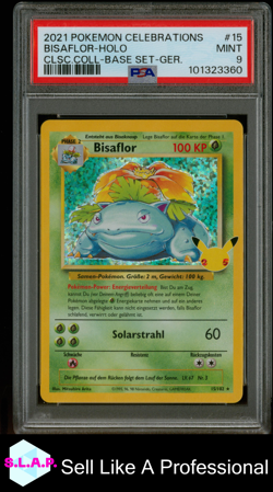 BISAFLOR POKEMON 15 2021 CELEBRATIONS HOLO DEUTSCH PSA 9 - Image 1