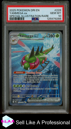 YANMEGA EX POKEMON 228 2025 DESTINED RIVALS SIR ENGLISCH PSA 10 - Image 1
