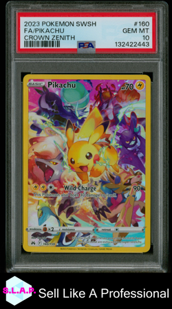 FA/PIKACHU CROWN ZENITH POKEMON SWORD AND SHIELD CROWN ZENITH 2023 160 PSA 10 - Image 1